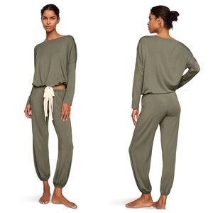 Eberjey Gisele Slouchy PJ Pajamas Set in Smokey Olive Ivory